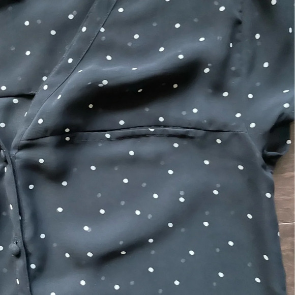 Zara Black with White  Polka Dots Sheer Blouse Size Small - Picture 3 of 6